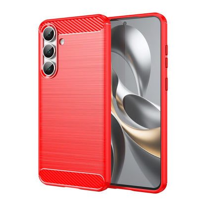 Samsung Galaxy S25 FE 5G Carbon Fiber Brushed Texture TPU Protective Phone Case Shockproof Slim Cover