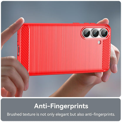 Samsung Galaxy S25 FE 5G Carbon Fiber Brushed Texture TPU Protective Phone Case Shockproof Slim Cover