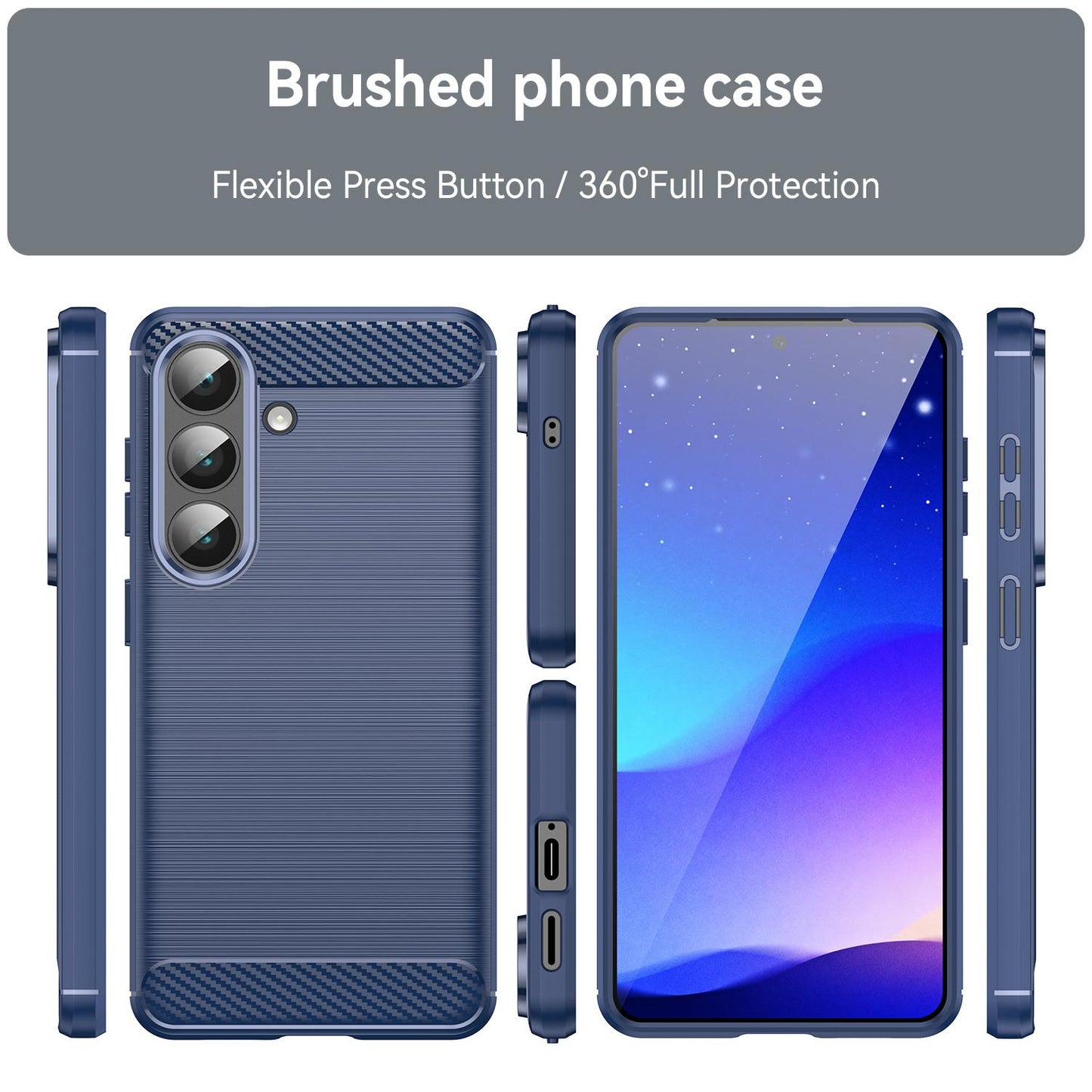 Samsung Galaxy S26+ 5G Carbon Fibre Brushed Texture TPU Protective Phone Case Shockproof Slim Cover
