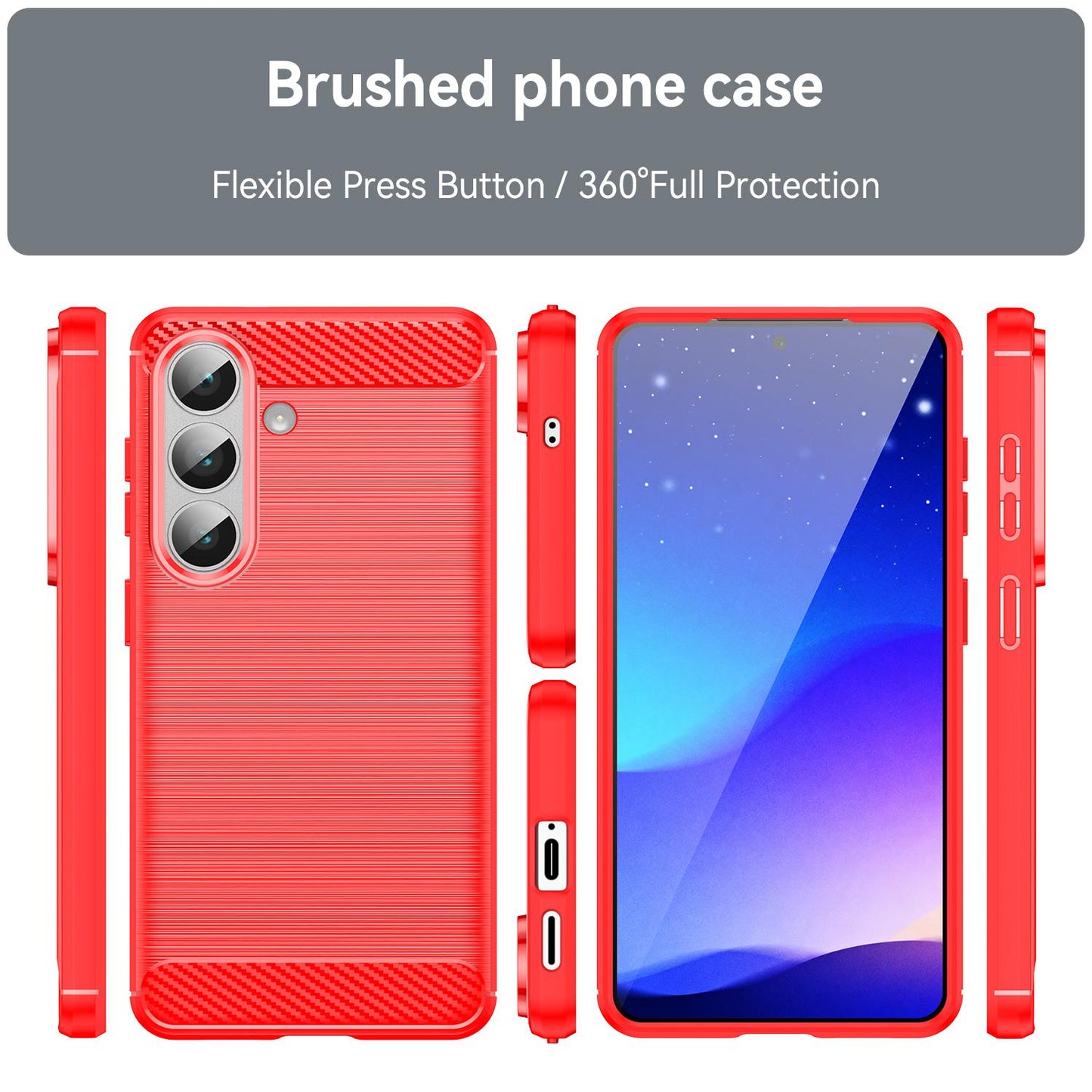 Samsung Galaxy S26+ 5G Carbon Fibre Brushed Texture TPU Protective Phone Case Shockproof Slim Cover