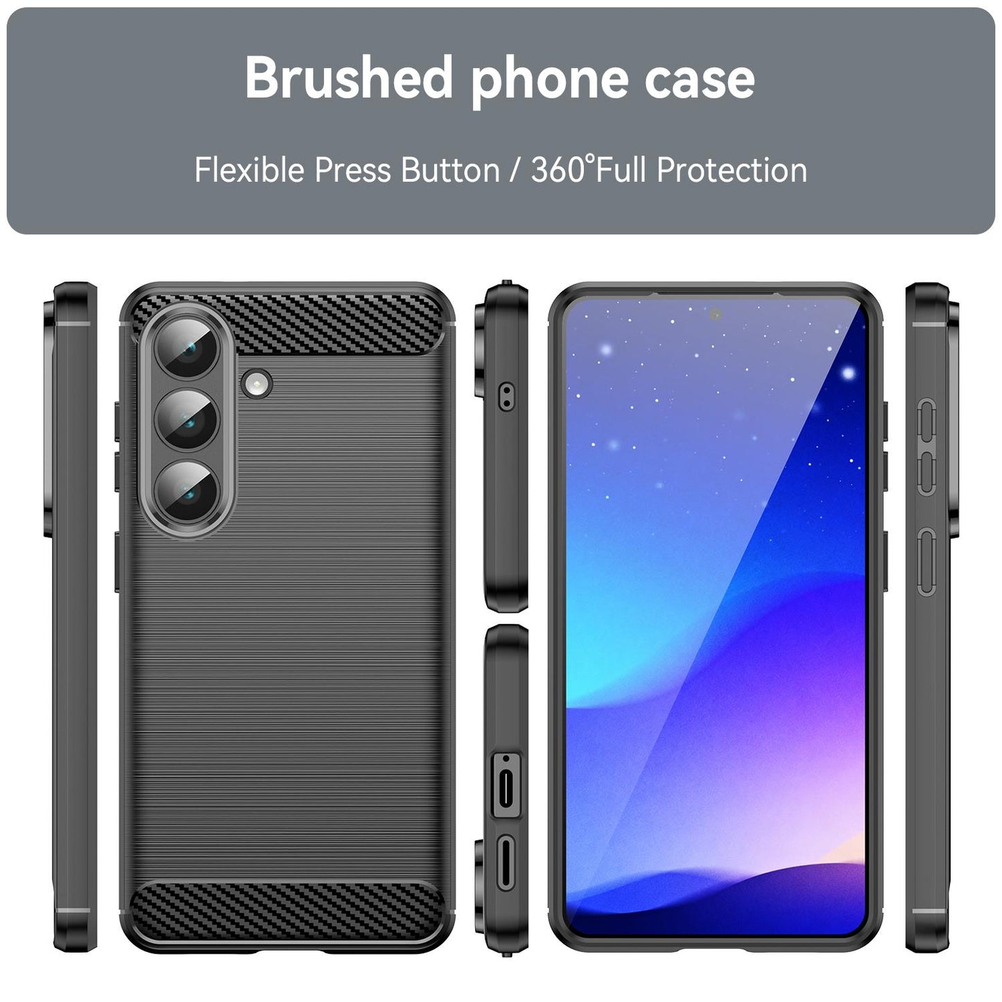 Samsung Galaxy S26 5G Carbon Fiber Brushed Texture TPU Protective Phone Case Shockproof Slim Cover