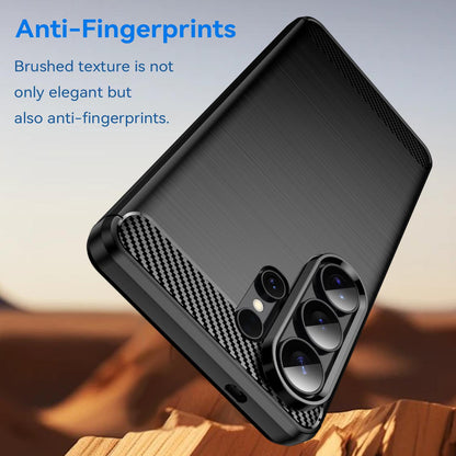 Samsung Galaxy S26 Ultra 5G Carbon Fiber Brushed Texture TPU Protective Phone Case Shockproof Slim Cover