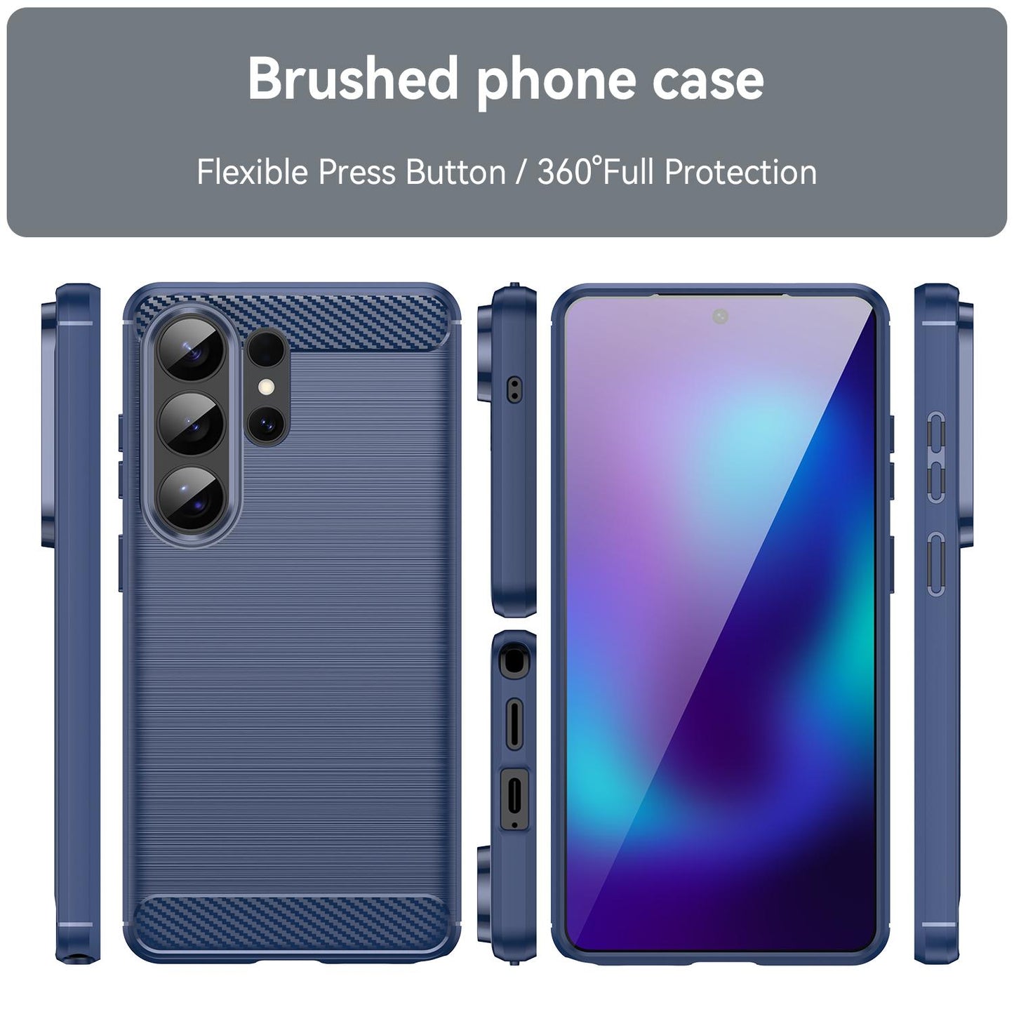 Samsung Galaxy S26 Ultra 5G Carbon Fiber Brushed Texture TPU Protective Phone Case Shockproof Slim Cover