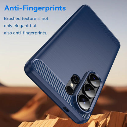 Samsung Galaxy S26 Ultra 5G Carbon Fiber Brushed Texture TPU Protective Phone Case Shockproof Slim Cover