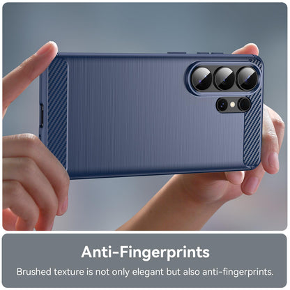 Samsung Galaxy S26 Ultra 5G Carbon Fiber Brushed Texture TPU Protective Phone Case Shockproof Slim Cover
