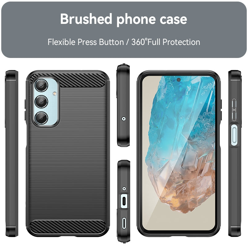 Samsung Galaxy M35 Carbon Fibre Brushed Texture TPU Protective Phone Case Shockproof Slim Cover