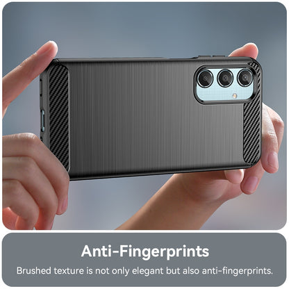 Samsung Galaxy M35 Carbon Fiber Brushed Texture TPU Protective Phone Case Shockproof Slim Cover