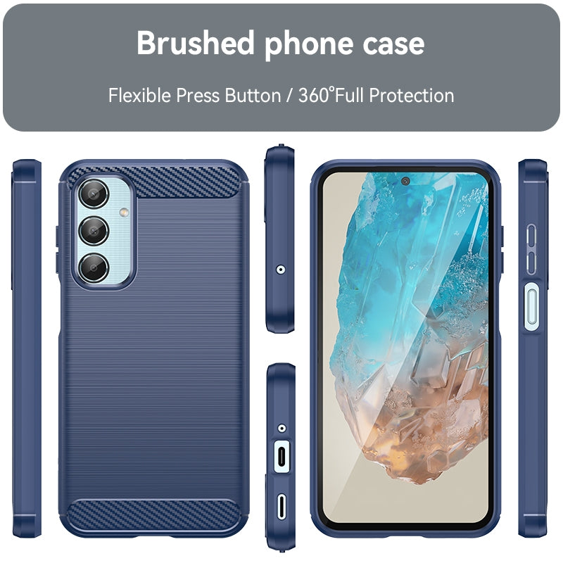 Samsung Galaxy M35 Carbon Fiber Brushed Texture TPU Protective Phone Case Shockproof Slim Cover
