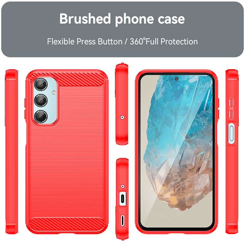 Samsung Galaxy M35 Carbon Fiber Brushed Texture TPU Protective Phone Case Shockproof Slim Cover