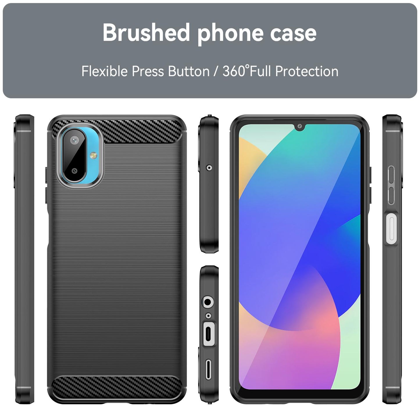 Samsung Galaxy M06 5G Carbon Fibre Brushed Texture TPU Protective Phone Case Shockproof Slim Cover