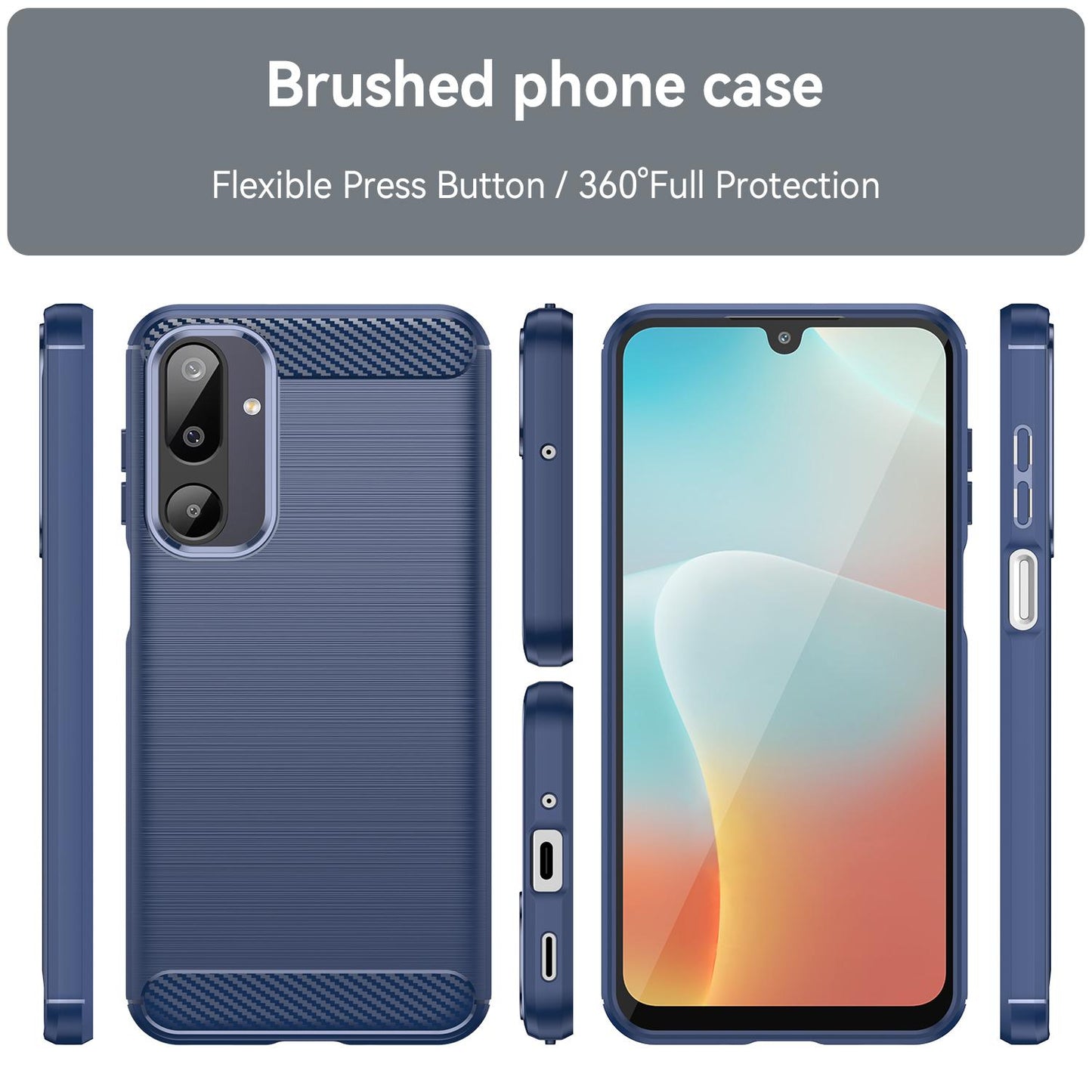 Samsung Galaxy M16 5G Carbon Fibre Brushed Texture TPU Protective Phone Case Shockproof Slim Cover