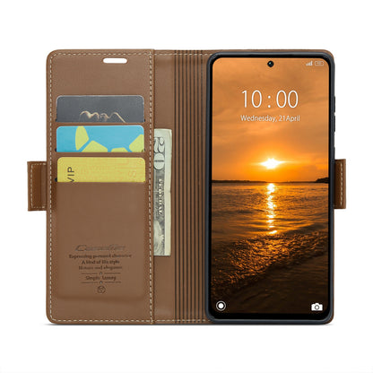 Redmi 13 Litchi Texture RFID Anti-theft Leather Phone Case with Butterfly Buckle, Stand & Card Wallet with TPU Shell
