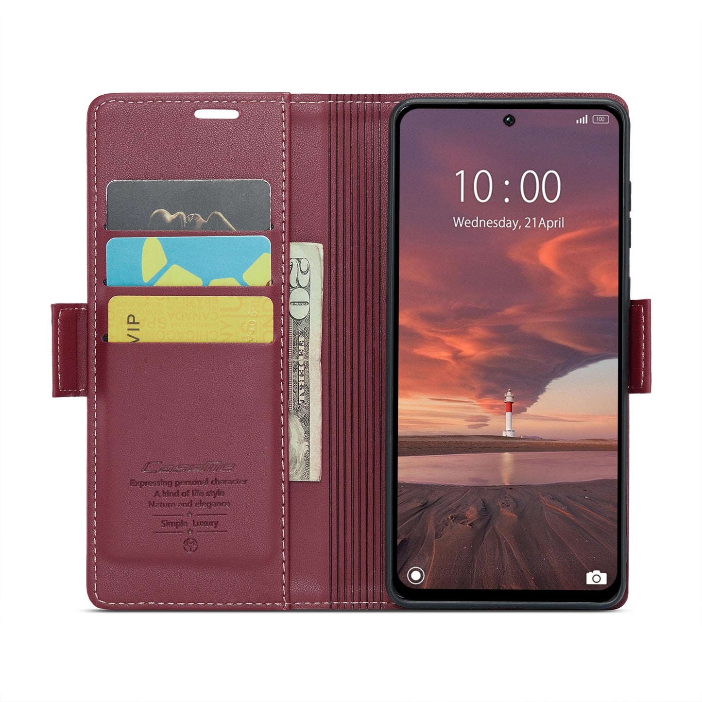 Redmi 13 Litchi Texture RFID Anti-theft Leather Phone Case with Butterfly Buckle, Stand & Card Wallet with TPU Shell