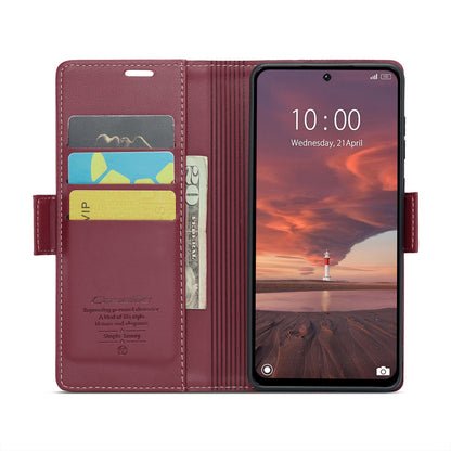 Redmi 13 Litchi Texture RFID Anti-theft Leather Phone Case with Butterfly Buckle, Stand & Card Wallet with TPU Shell