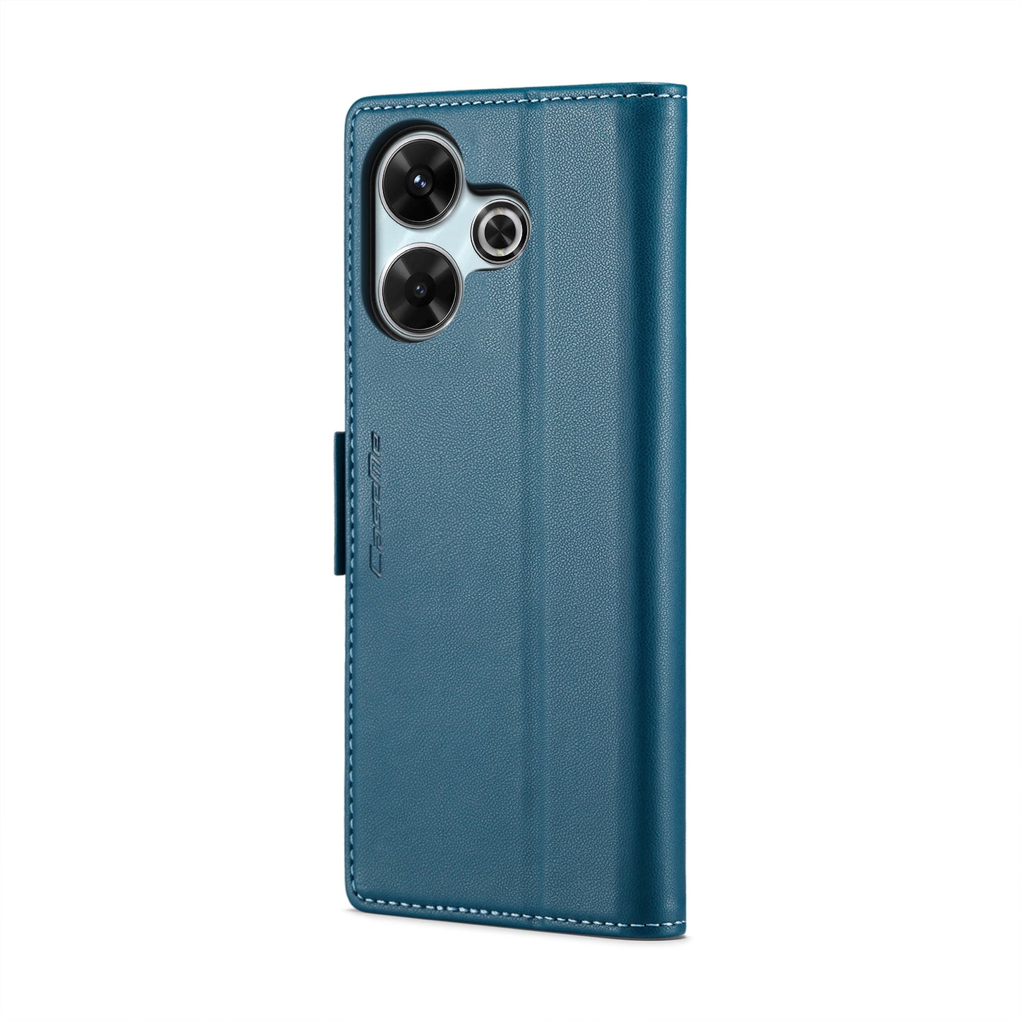 Redmi 13 Litchi Texture RFID Anti-theft Leather Phone Case with Butterfly Buckle, Stand & Card Wallet with TPU Shell