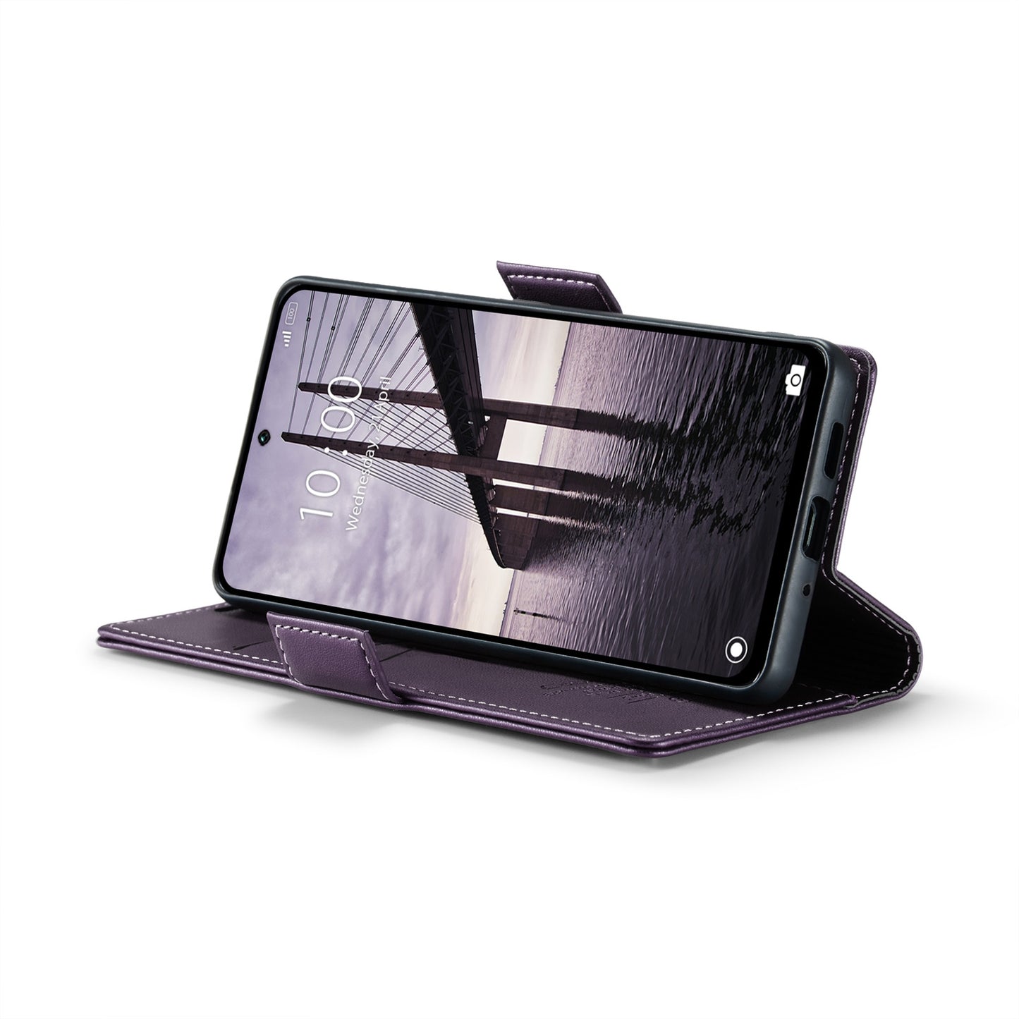 Redmi 13 Litchi Texture RFID Anti-theft Leather Phone Case with Butterfly Buckle, Stand & Card Wallet with TPU Shell