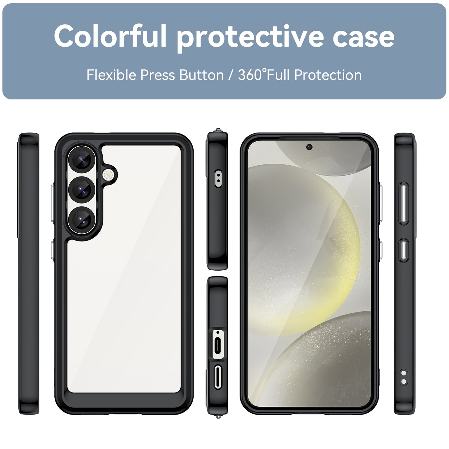Samsung Galaxy S25 5G Acrylic Hybrid TPU Protective Phone Case, Colourful Series Shockproof Cover