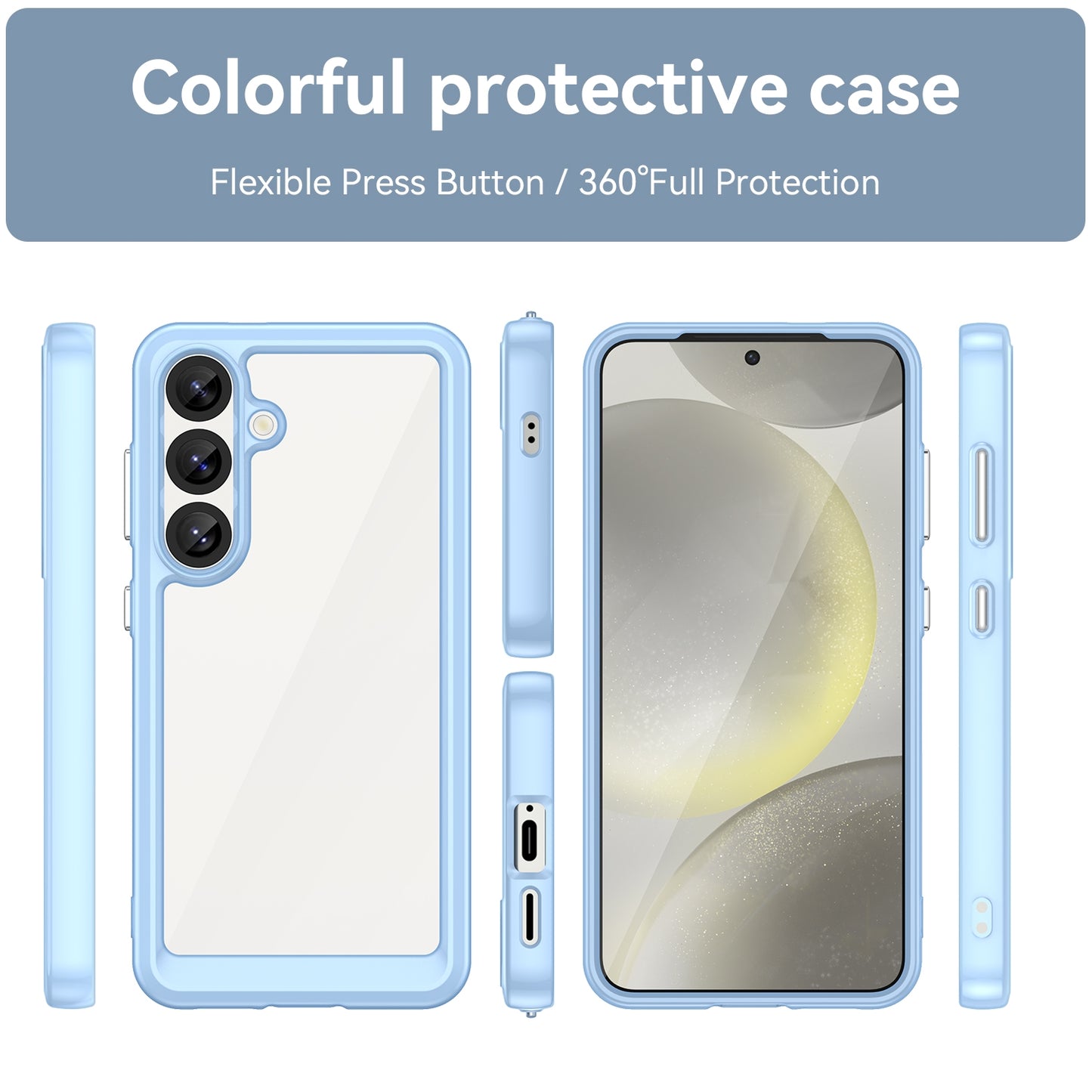 Samsung Galaxy S25 5G Acrylic Hybrid TPU Protective Phone Case, Colourful Series Shockproof Cover