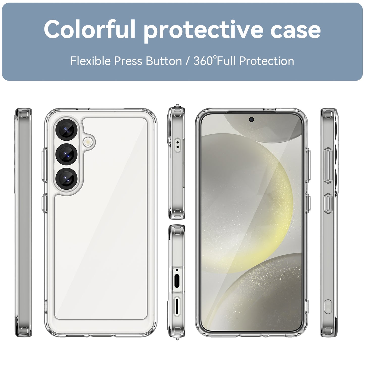 Samsung Galaxy S25 5G Acrylic Hybrid TPU Protective Phone Case, Colourful Series Shockproof Cover