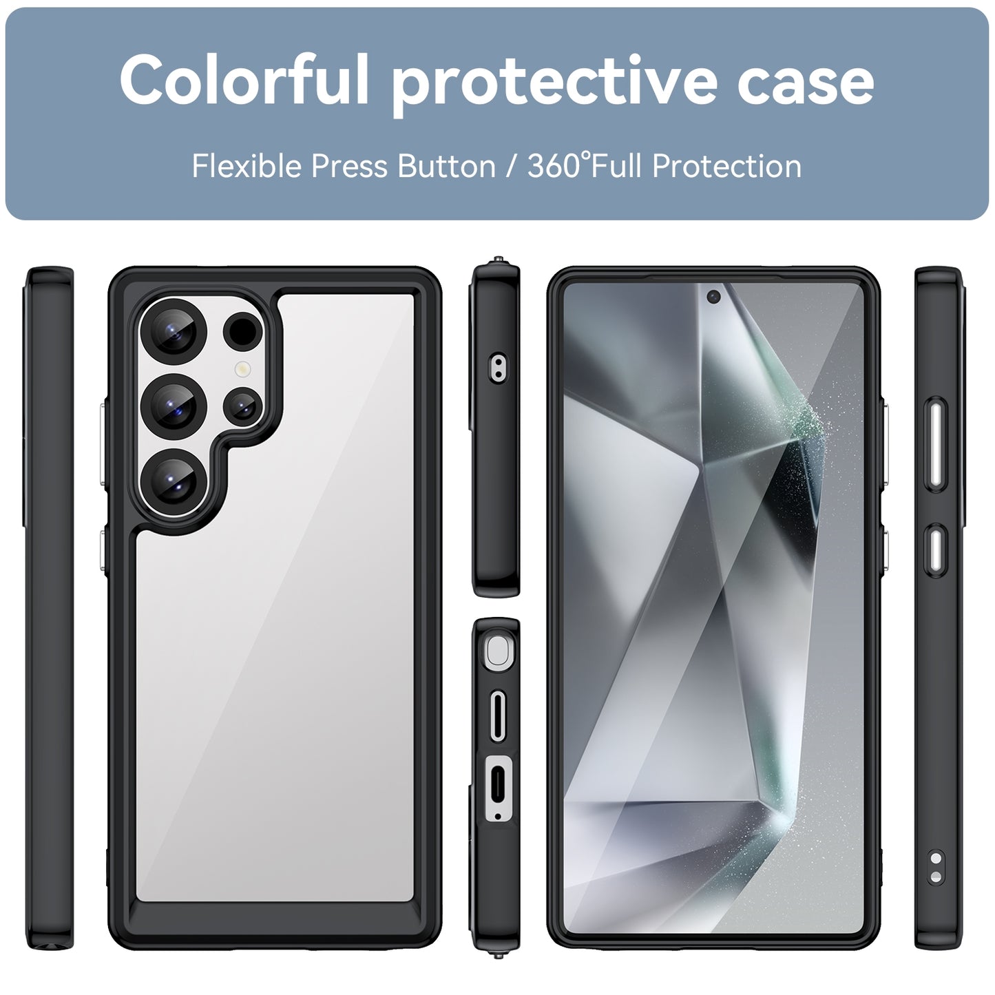 Samsung Galaxy S25 Ultra 5G Acrylic Hybrid TPU Protective Phone Case, Colourful Series Shockproof Cover