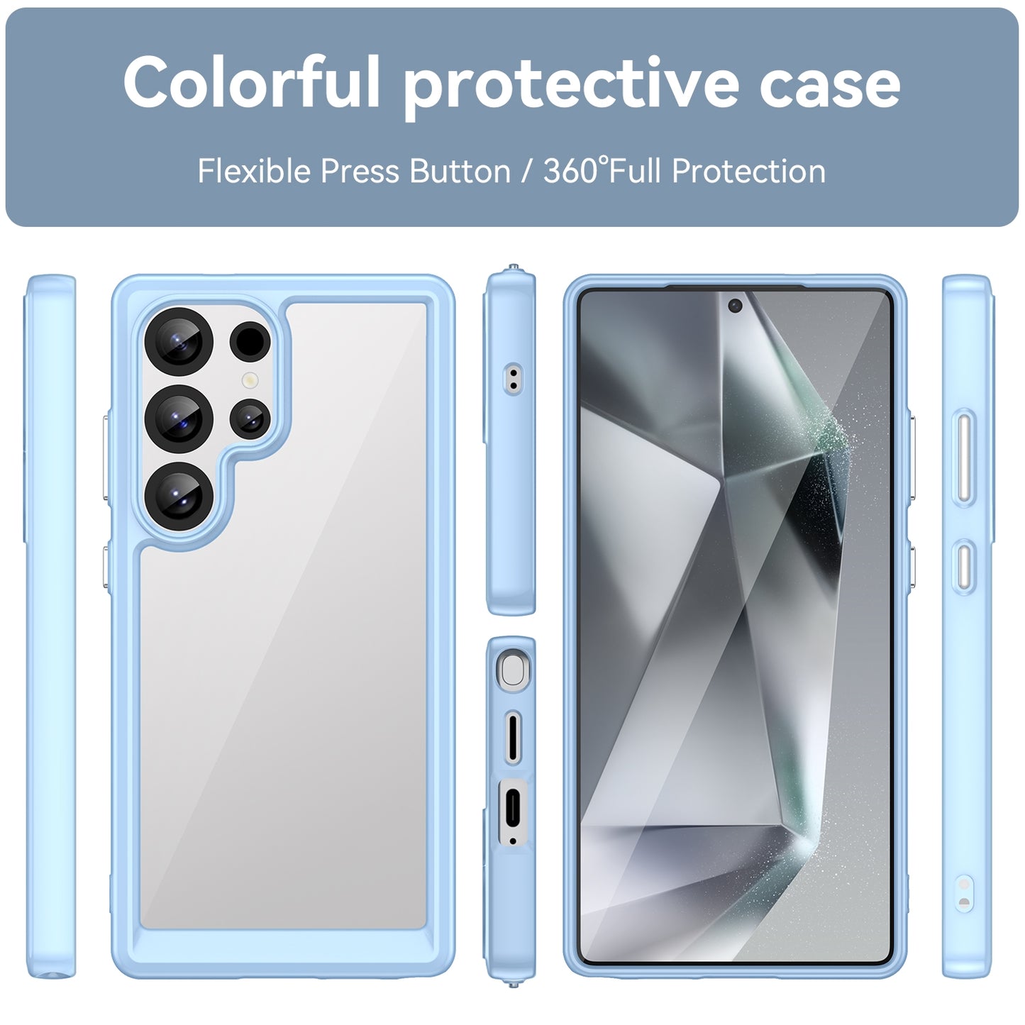 Samsung Galaxy S25 Ultra 5G Acrylic Hybrid TPU Protective Phone Case, Colourful Series Shockproof Cover