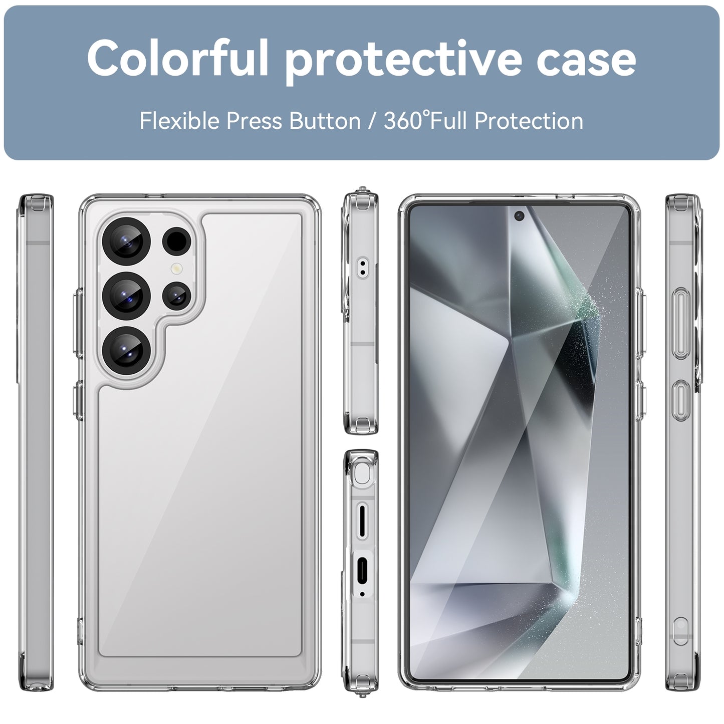 Samsung Galaxy S25 Ultra 5G Acrylic Hybrid TPU Protective Phone Case, Colourful Series Shockproof Cover