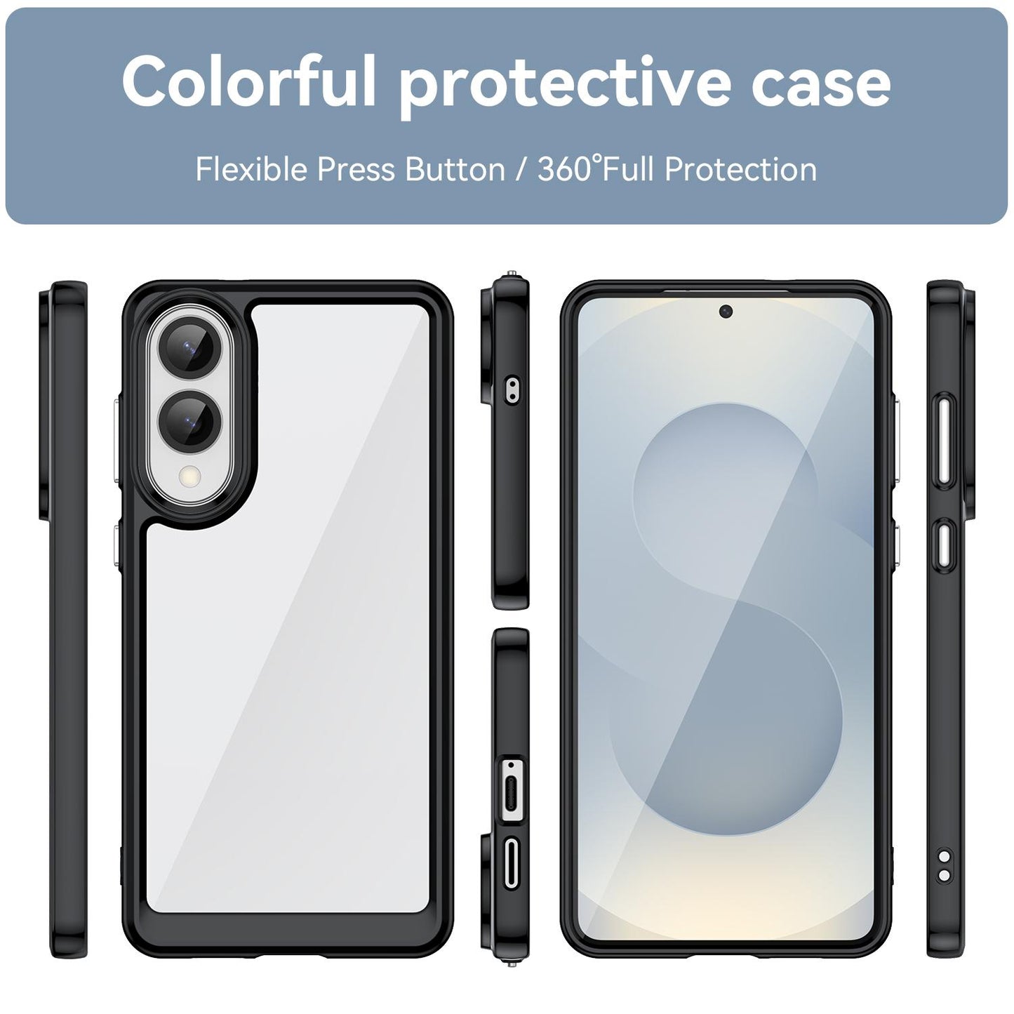 Samsung Galaxy S25 Edge 5G Acrylic Hybrid TPU Protective Phone Case, Colourful Series Shockproof Cover