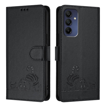 Samsung Galaxy A16 5G Cat & Rat Embossed RFID Leather Case, Lanyard, Wallet, Card Slots, Kickstand, Anti-Fall, Scratch-Resistant
