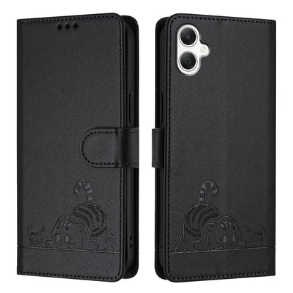 Samsung Galaxy A06 4G Cat & Rat Embossed RFID Leather Case, Lanyard, Wallet, Card Slots, Kickstand, Anti-Fall, Scratch-Resistant