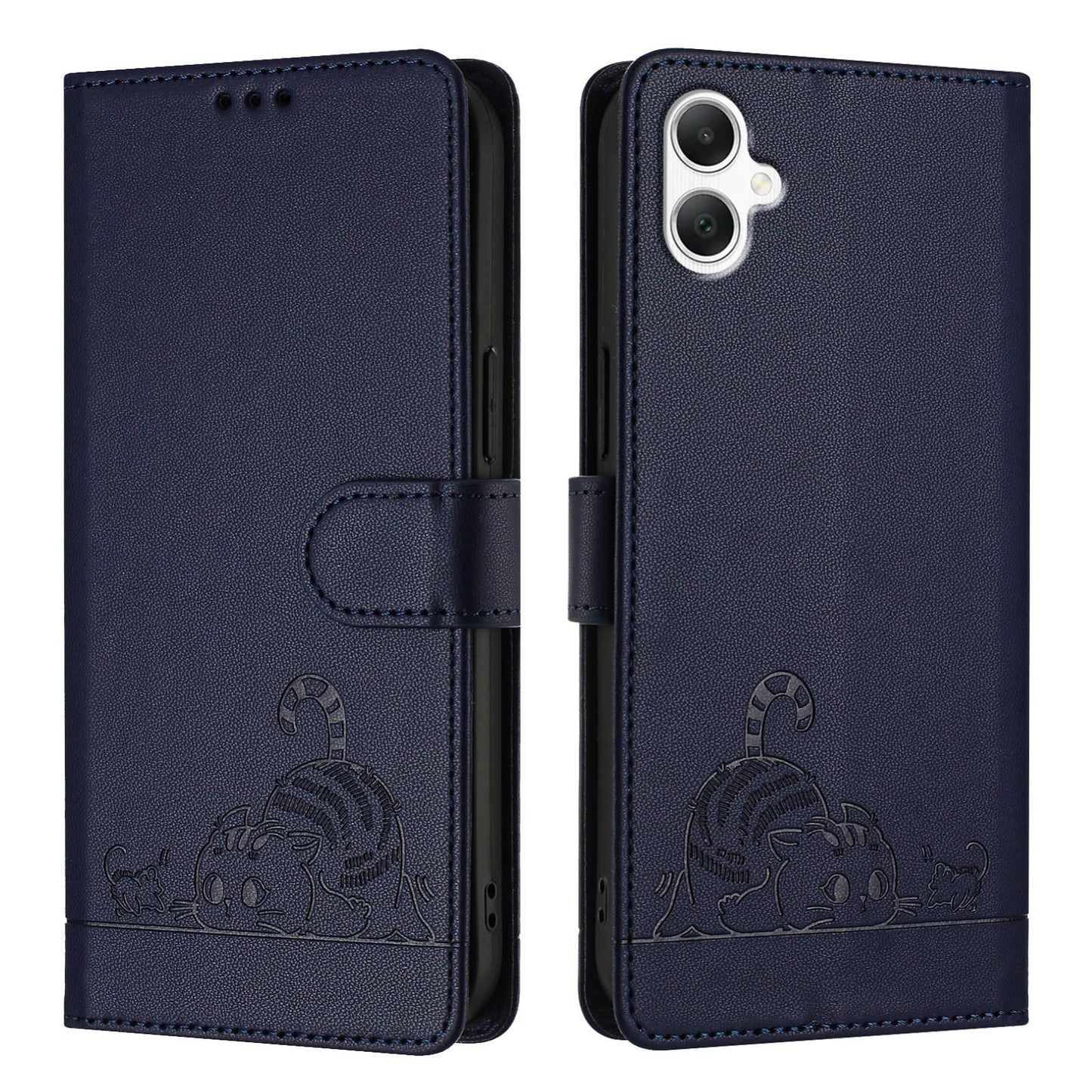 Samsung Galaxy A06 4G Cat & Rat Embossed RFID Leather Case, Lanyard, Wallet, Card Slots, Kickstand, Anti-Fall, Scratch-Resistant