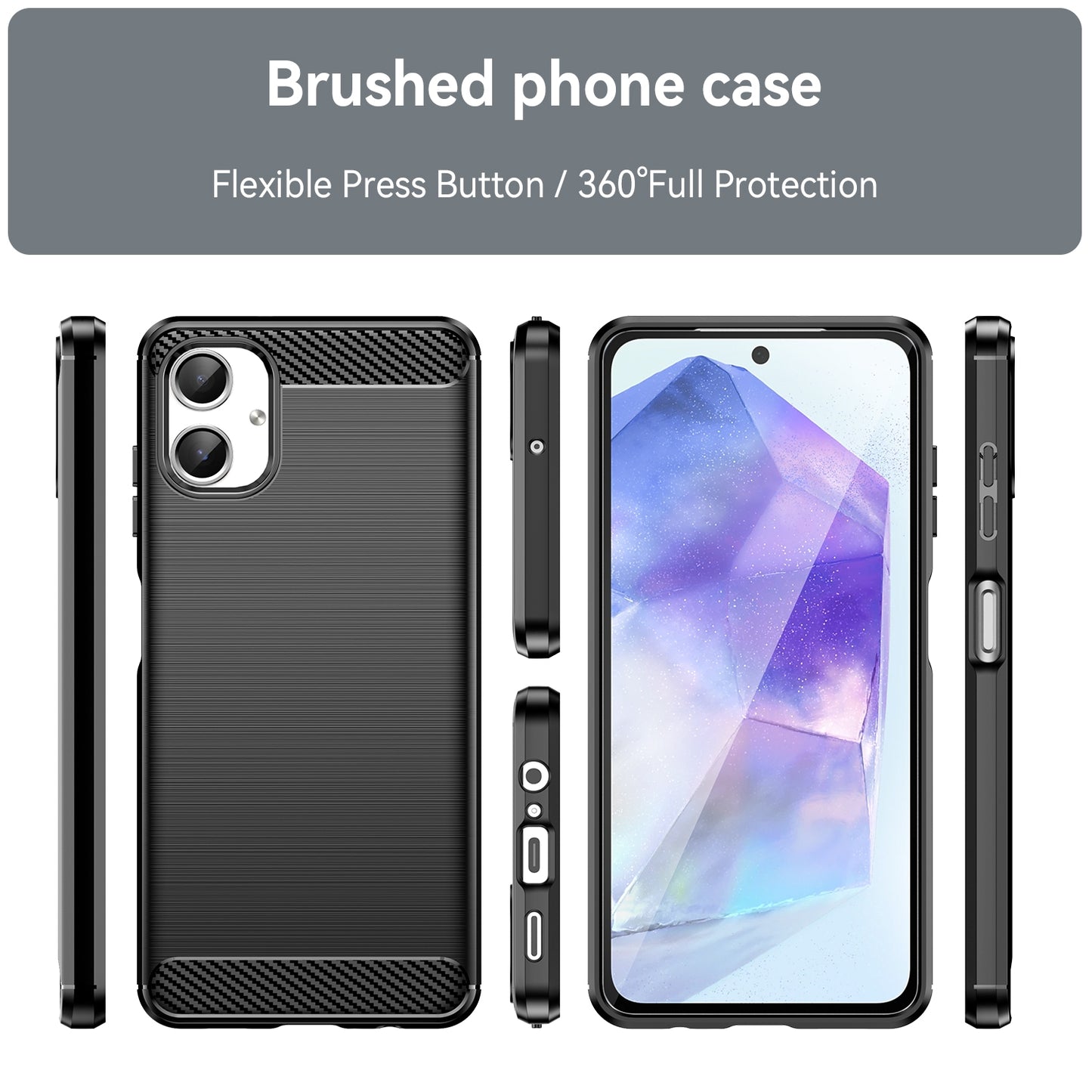Samsung Galaxy A06 4G Carbon Fiber Brushed Texture TPU Protective Phone Case Shockproof Slim Cover