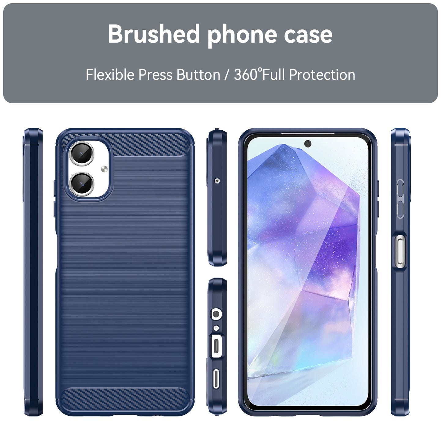 Samsung Galaxy A06 4G Carbon Fiber Brushed Texture TPU Protective Phone Case Shockproof Slim Cover