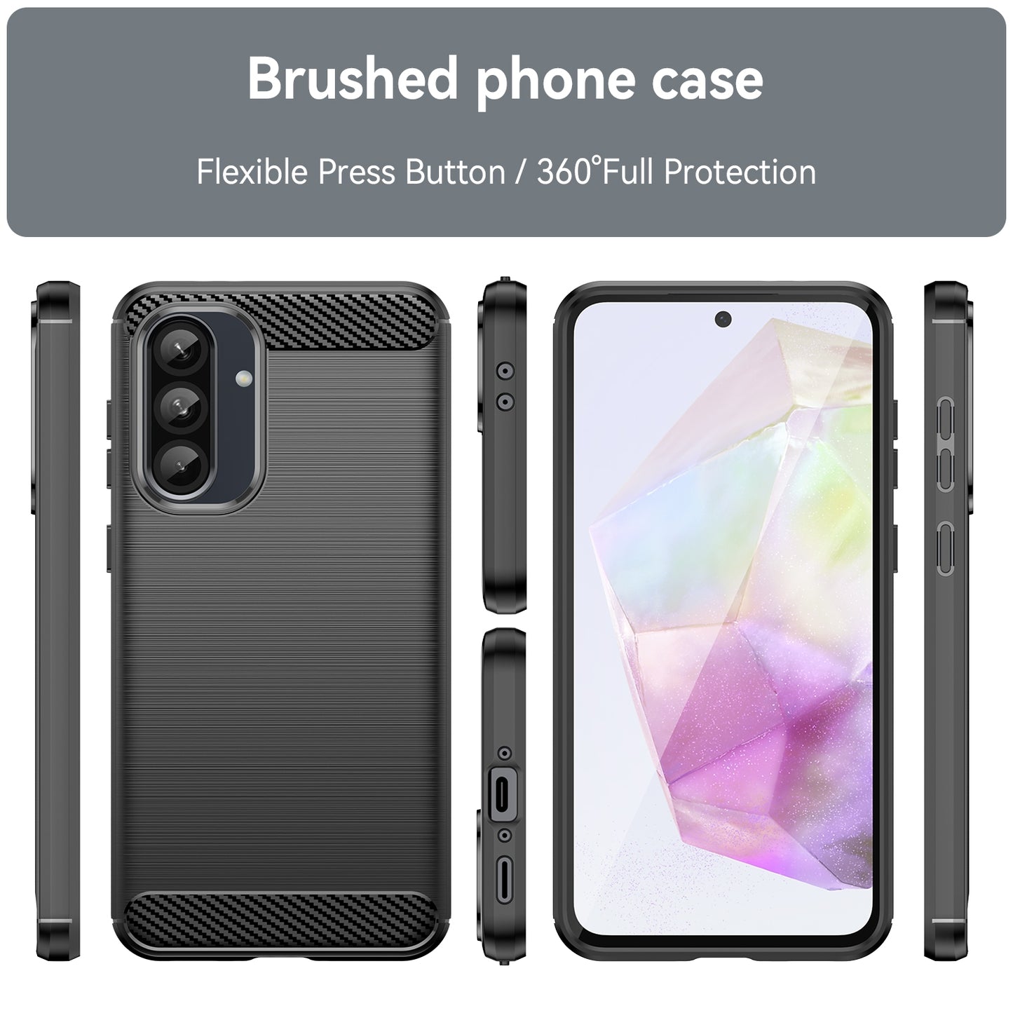 Samsung Galaxy A36 5G Carbon Fiber Brushed Texture TPU Protective Phone Case Shockproof Slim Cover