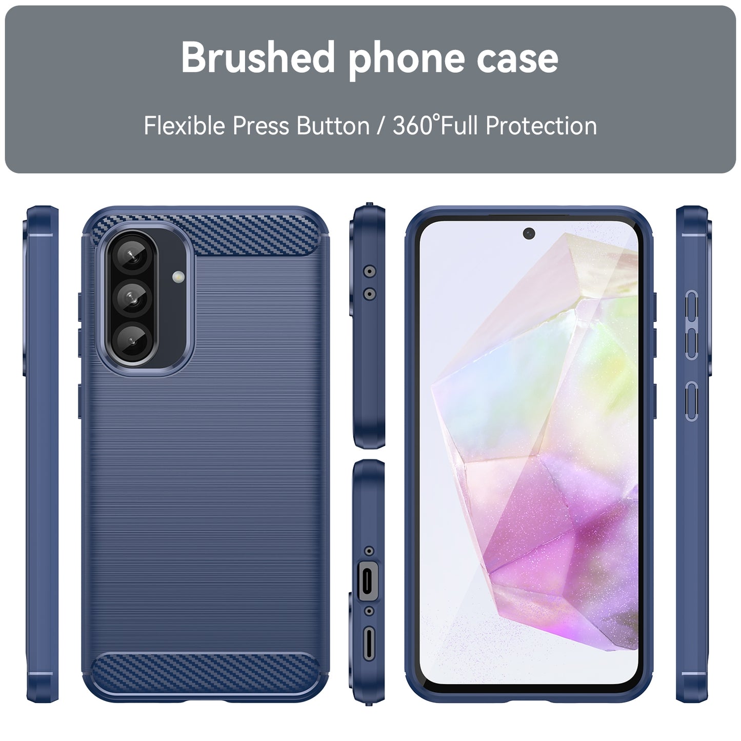 Samsung Galaxy A36 5G Carbon Fiber Brushed Texture TPU Protective Phone Case Shockproof Slim Cover