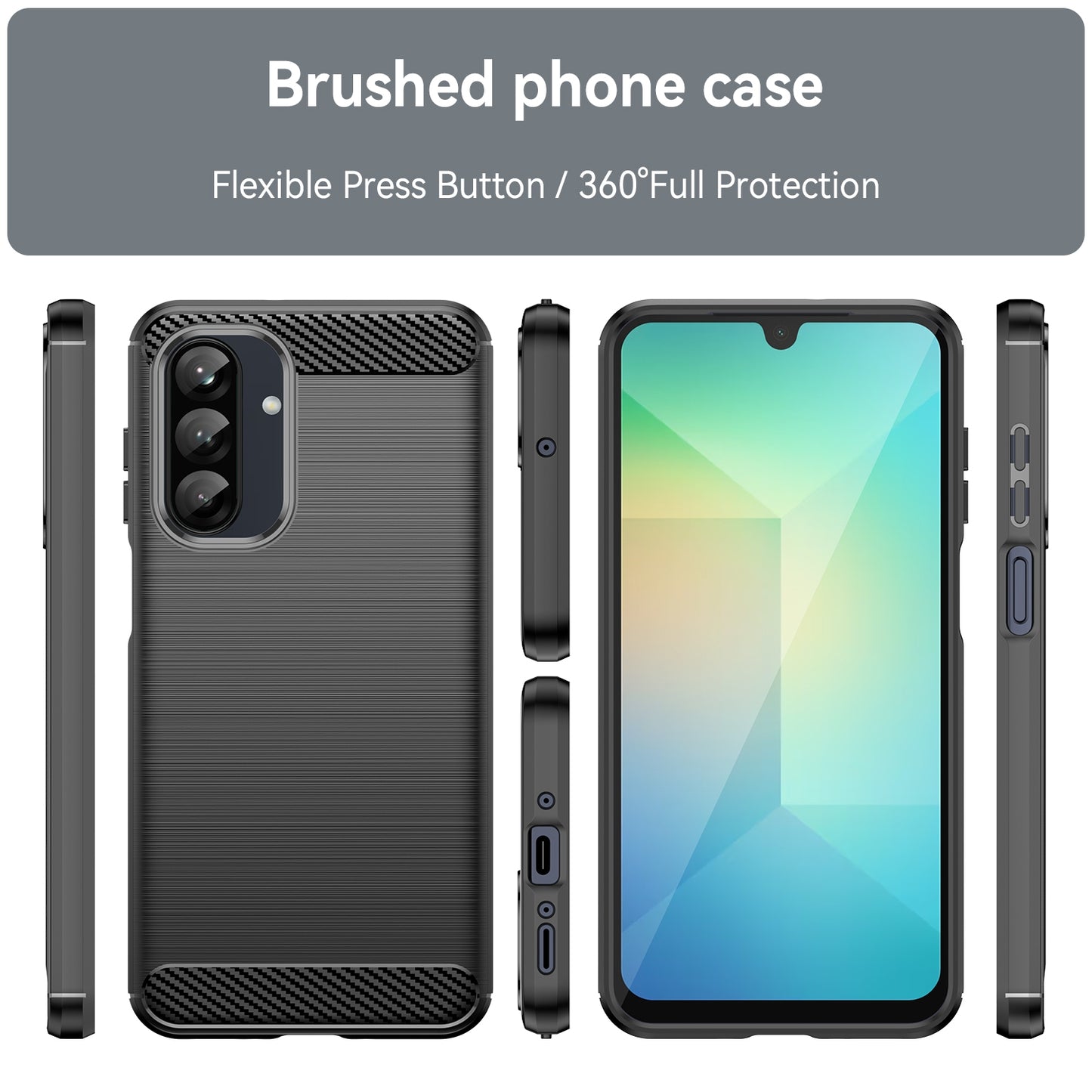 Samsung Galaxy A26 5G Carbon Fiber Brushed Texture TPU Protective Phone Case Shockproof Slim Cover