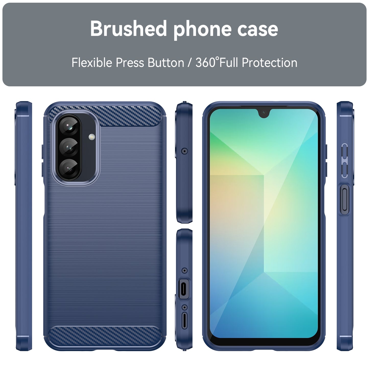 Samsung Galaxy A26 5G Carbon Fiber Brushed Texture TPU Protective Phone Case Shockproof Slim Cover