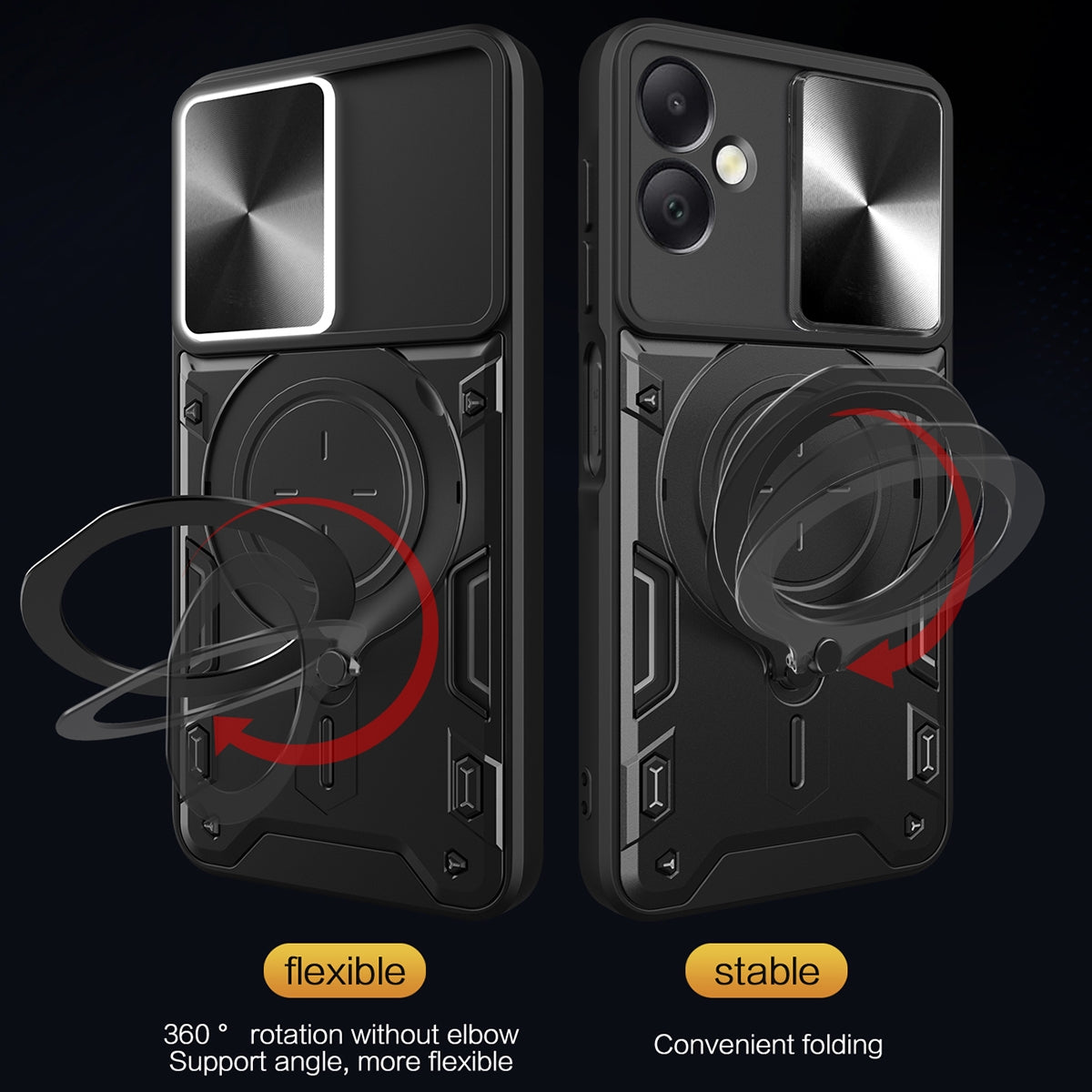 Samsung Galaxy A06 4G Magnetic Holder CD Texture Sliding Camshield Phone Case, TPU PC Shockproof Cover
