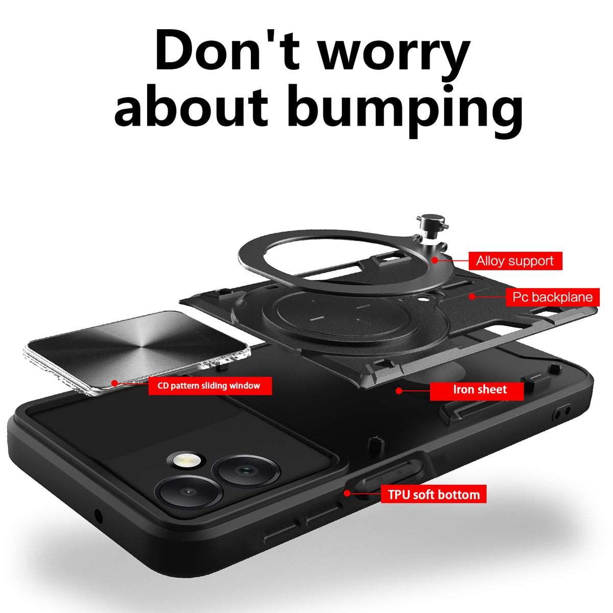 Samsung Galaxy A06 4G Magnetic Holder CD Texture Sliding Camshield Phone Case, TPU PC Shockproof Cover