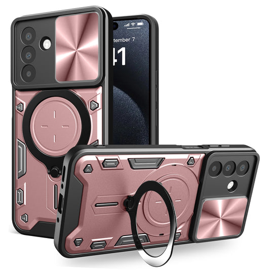 Samsung Galaxy A26 5G Magnetic Holder CD Texture Sliding Camshield Phone Case, TPU PC Shockproof Cover