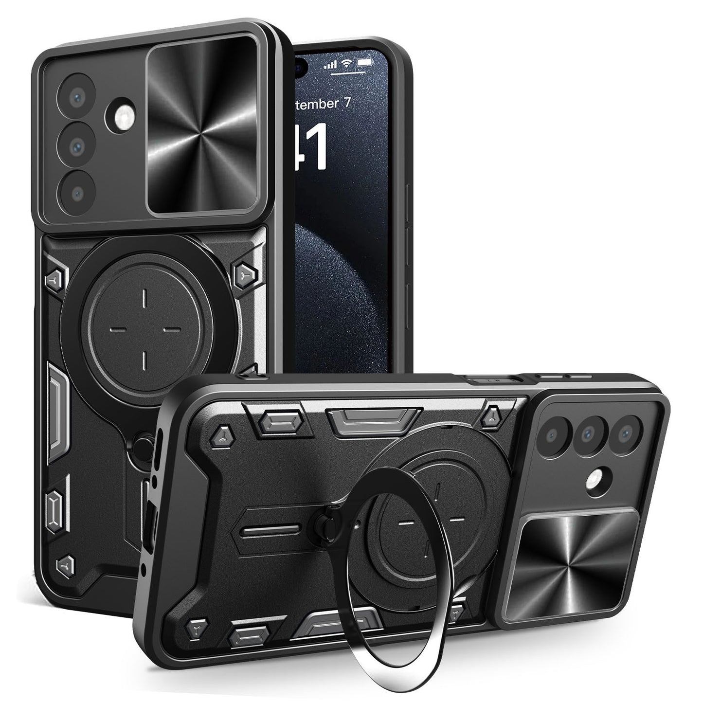 Samsung Galaxy A26 5G Magnetic Holder CD Texture Sliding Camshield Phone Case, TPU PC Shockproof Cover