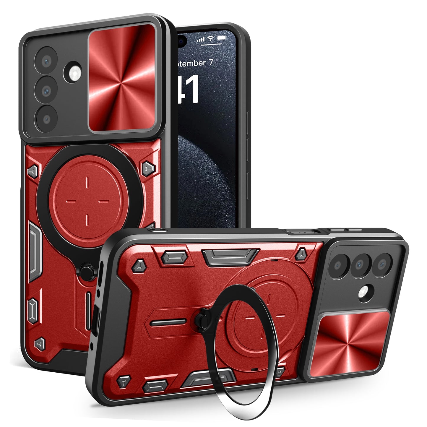 Samsung Galaxy A26 5G Magnetic Holder CD Texture Sliding Camshield Phone Case, TPU PC Shockproof Cover