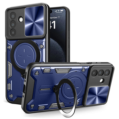 Samsung Galaxy A26 5G Magnetic Holder CD Texture Sliding Camshield Phone Case, TPU PC Shockproof Cover