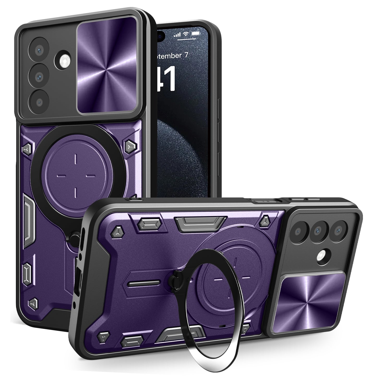 Samsung Galaxy A26 5G Magnetic Holder CD Texture Sliding Camshield Phone Case, TPU PC Shockproof Cover