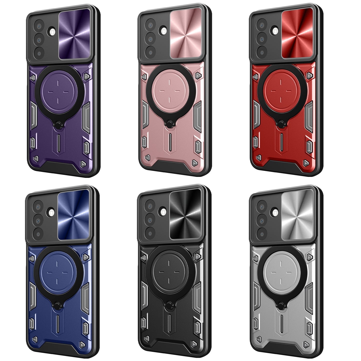 Samsung Galaxy A26 5G Magnetic Holder CD Texture Sliding Camshield Phone Case, TPU PC Shockproof Cover