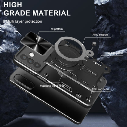 Samsung Galaxy A26 5G Magnetic Holder CD Texture Sliding Camshield Phone Case, TPU PC Shockproof Cover