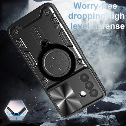 Samsung Galaxy A26 5G Magnetic Holder CD Texture Sliding Camshield Phone Case, TPU PC Shockproof Cover