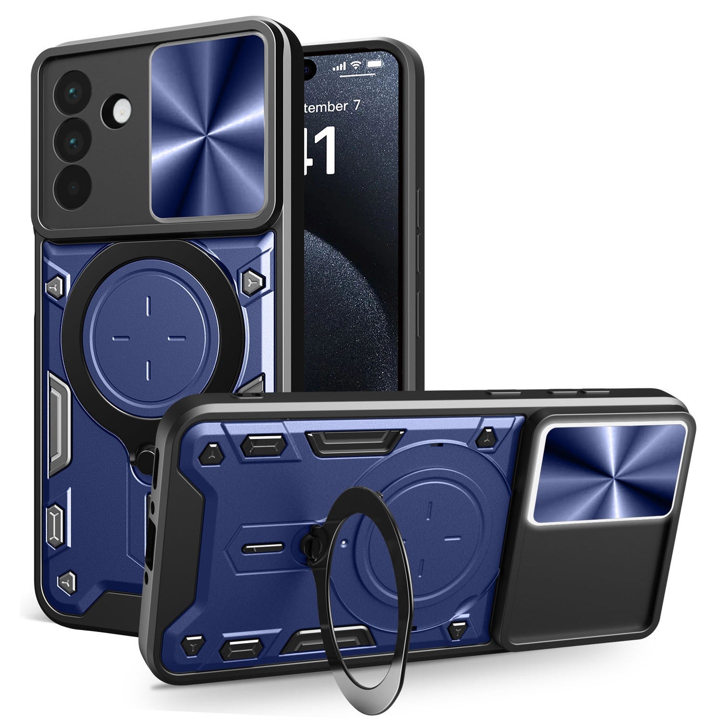 Samsung Galaxy A56 5G Magnetic Holder CD Texture Sliding Camshield Phone Case, TPU PC Shockproof Cover