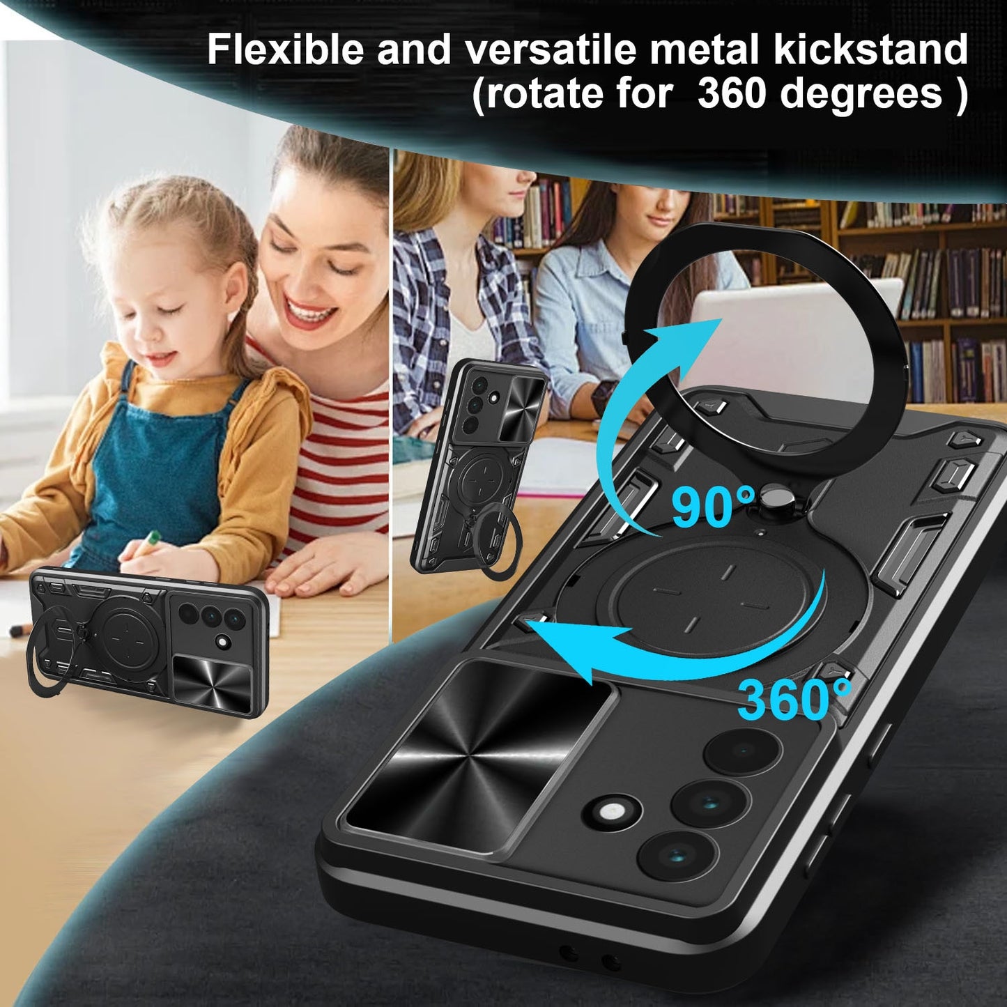Samsung Galaxy A56 5G Magnetic Holder CD Texture Sliding Camshield Phone Case, TPU PC Shockproof Cover