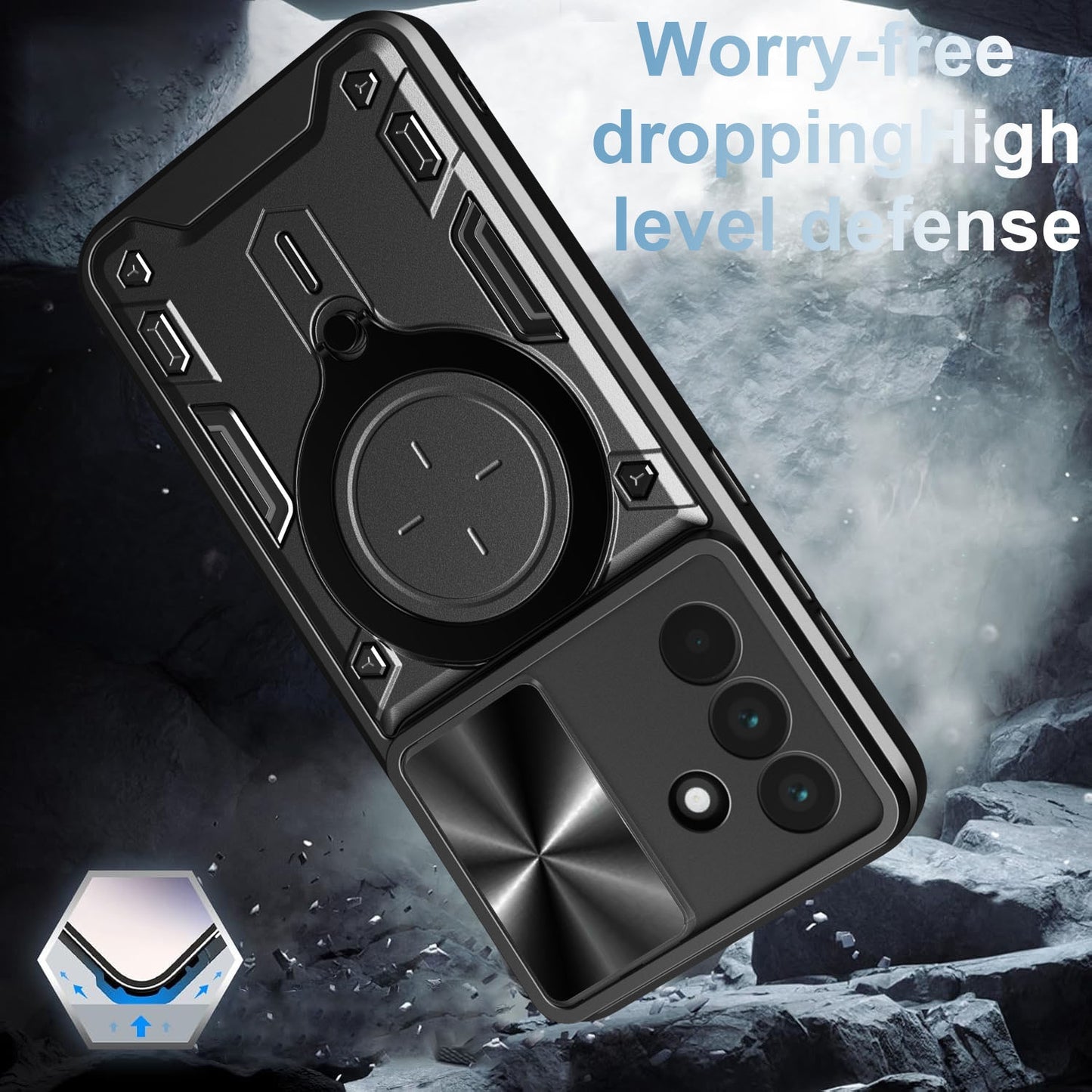 Samsung Galaxy A56 5G Magnetic Holder CD Texture Sliding Camshield Phone Case, TPU PC Shockproof Cover