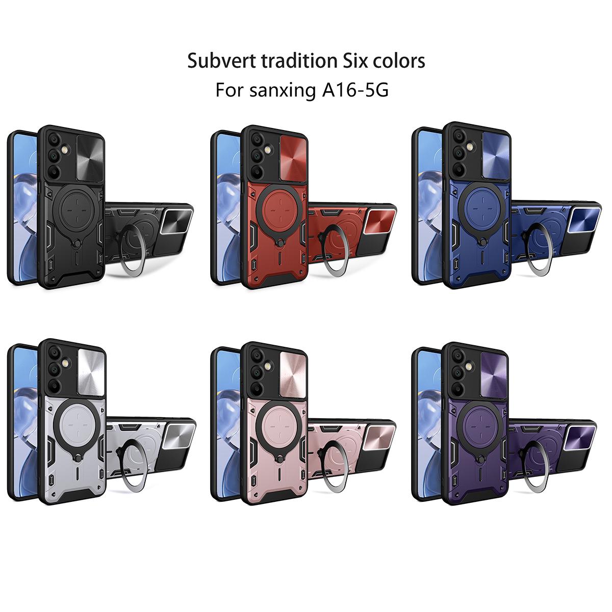 Samsung Galaxy A16 5G Magnetic Holder CD Texture Sliding Camshield Phone Case, TPU PC Shockproof Cover